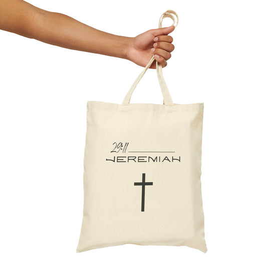 Jeremiah 29:11 w/ Full Scripture Cotton Canvas Tote Bag