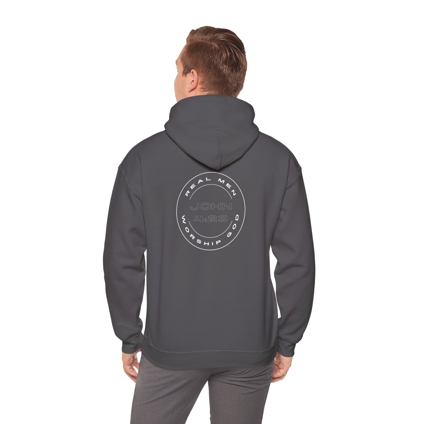 John 4:23 Real Men Worship God Front and Back Unisex Heavy Blend™ Hooded Sweatshirt