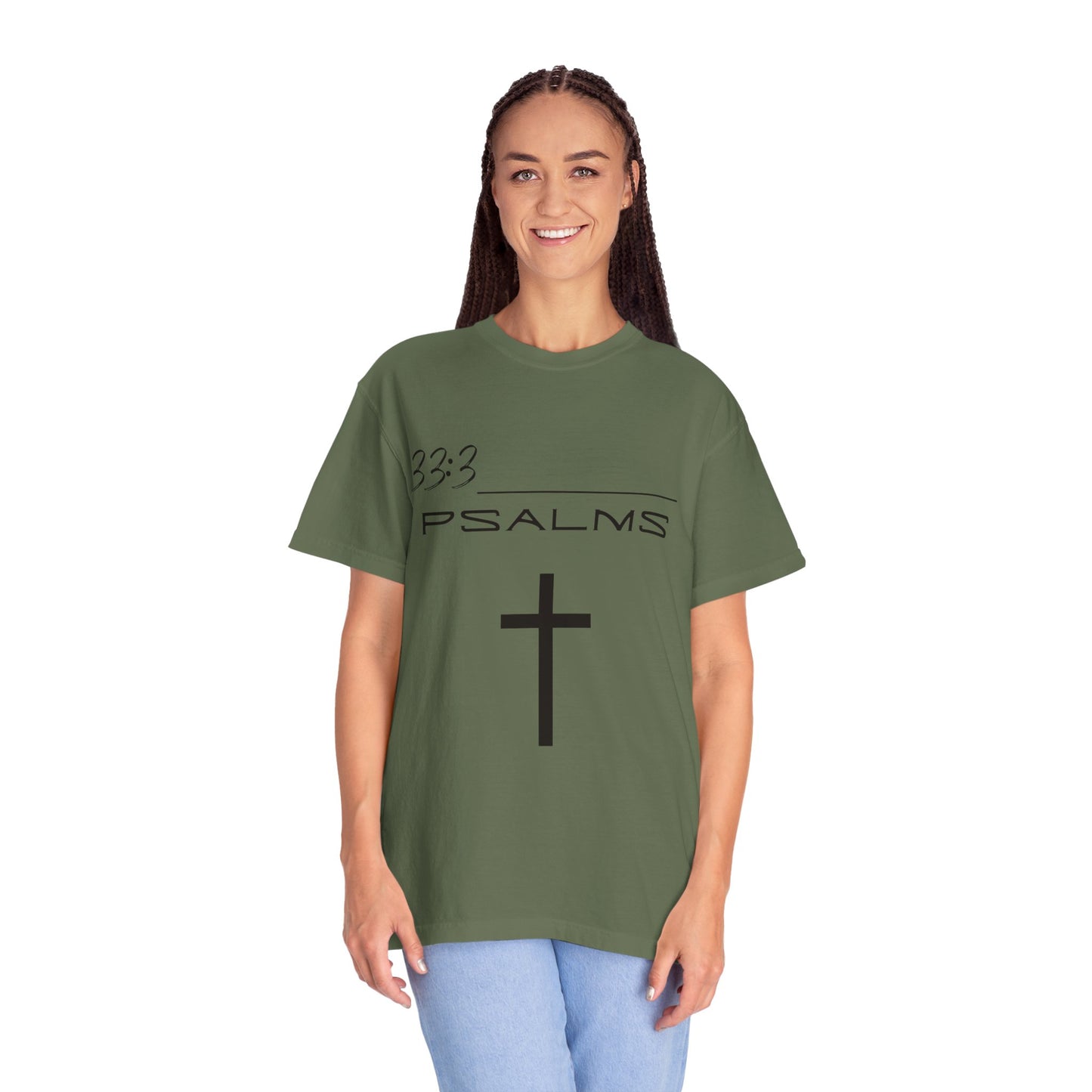 Psalms 33:3 w/ Full Scripture on Back Unisex Garment-Dyed T-shirt