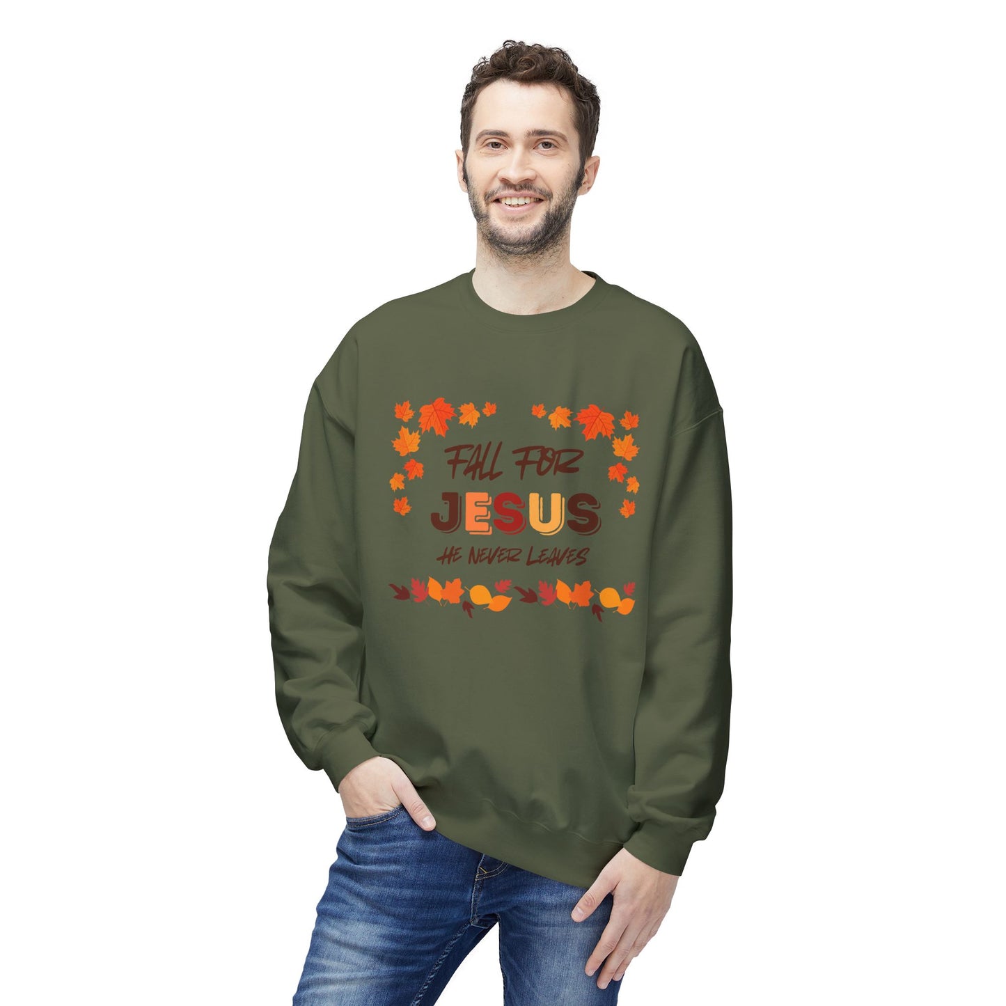 Fall For Jesus Harvest Unisex Midweight Softstyle Fleece Crewneck Sweatshirt