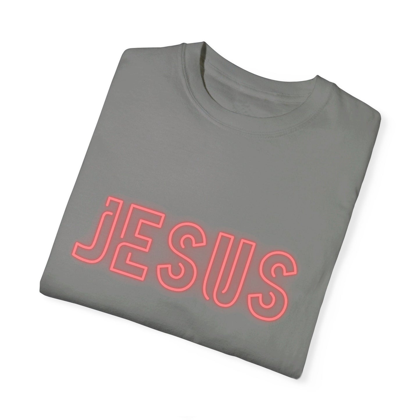 Jesus Saves Neon Signage (2) Unisex Garment-Dyed T-shirt