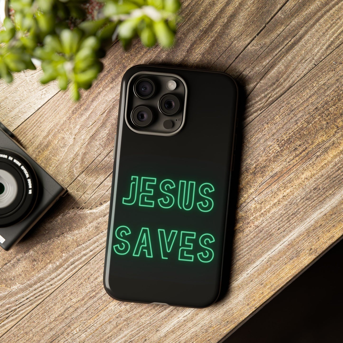 Jesus Saves Neon Signage Green Tough Cases