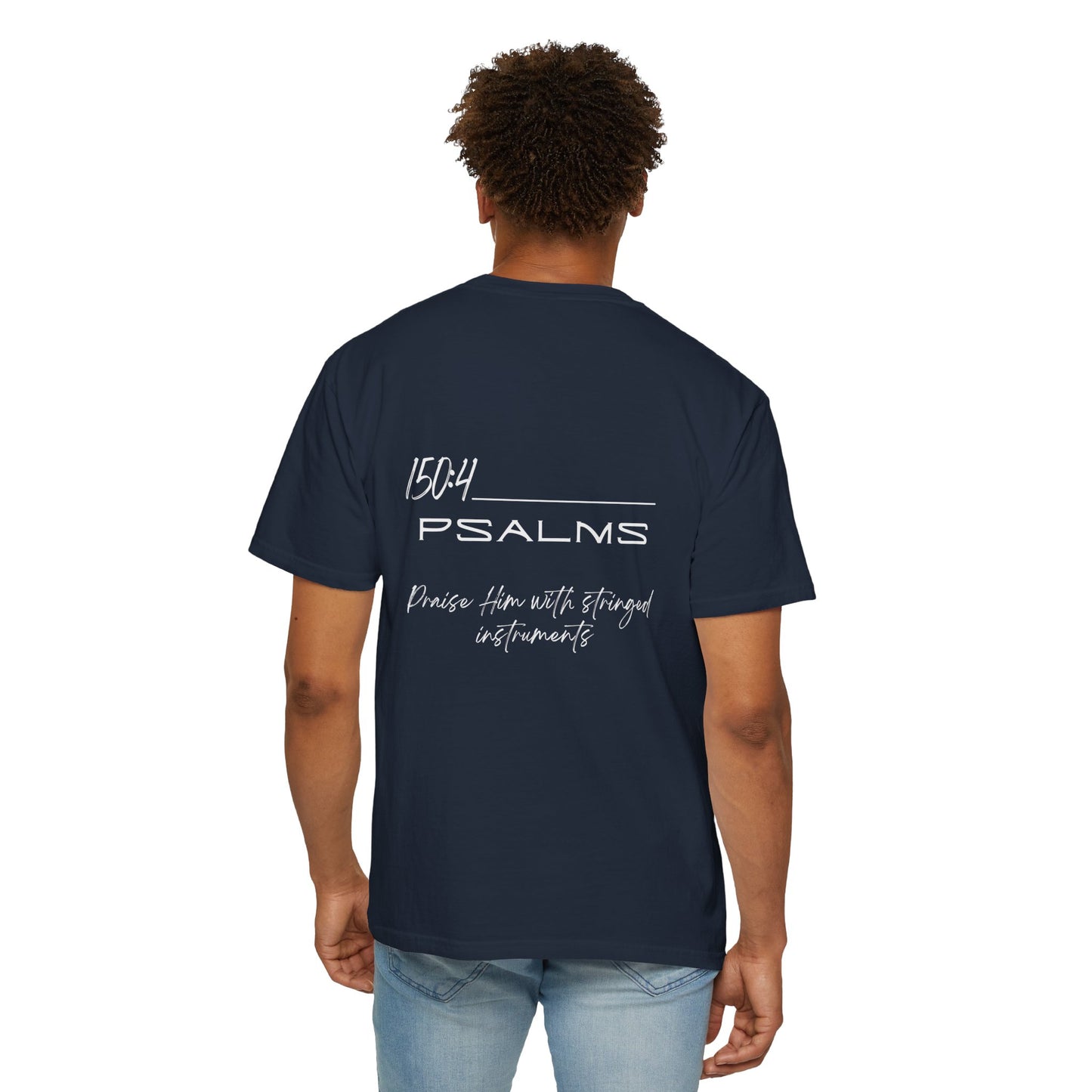 In Jesus Name I Play w/ Psalms 150:4 on Back Unisex Garment-Dyed T-shirt