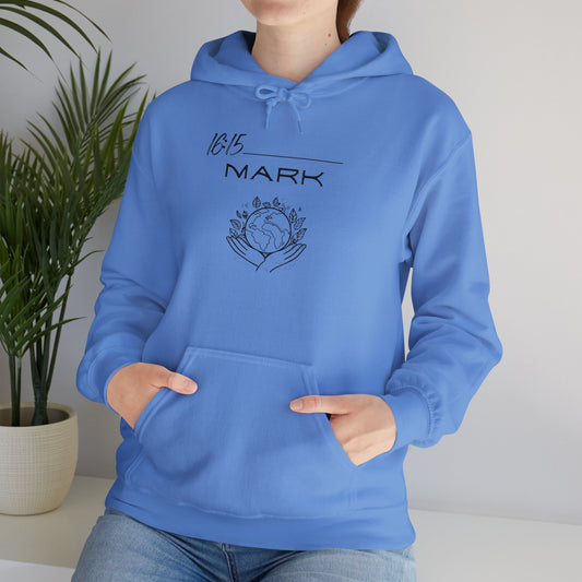 Mark 16:15 w/ Full Scripture On Back Unisex Heavy Blend™ Hooded Sweatshirt