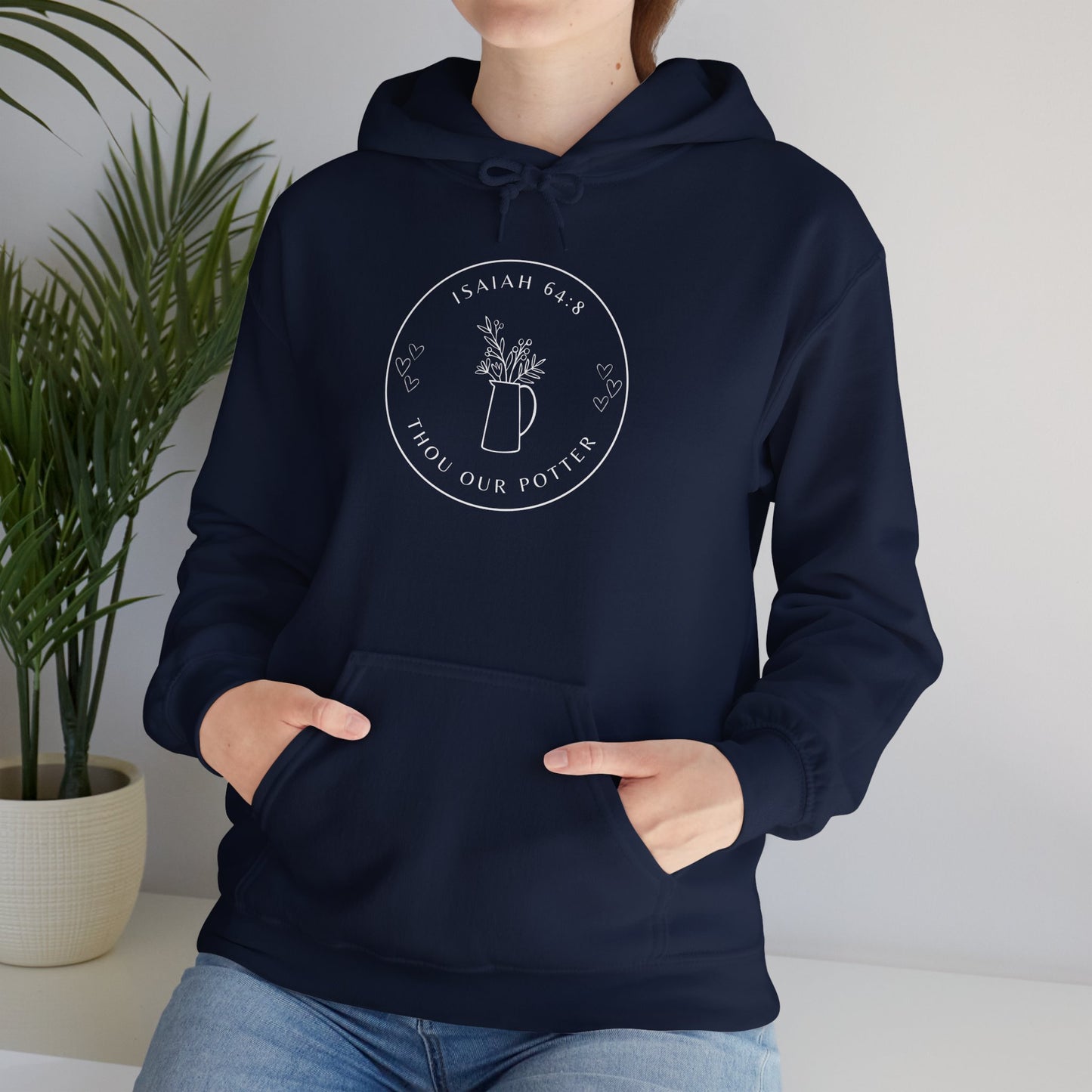 Isaiah 64:8 w/ Full Scripture On Back Unisex Heavy Blend™ Hooded Sweatshirt