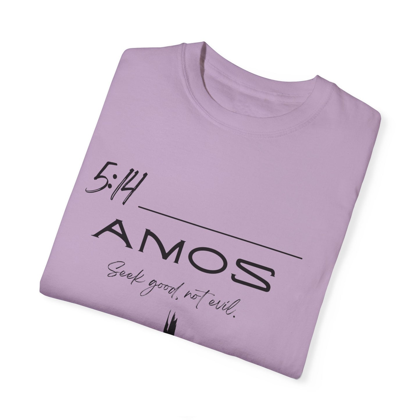 Amos 5:14 w/ Full Scripture on Back Unisex Garment-Dyed T-shirt