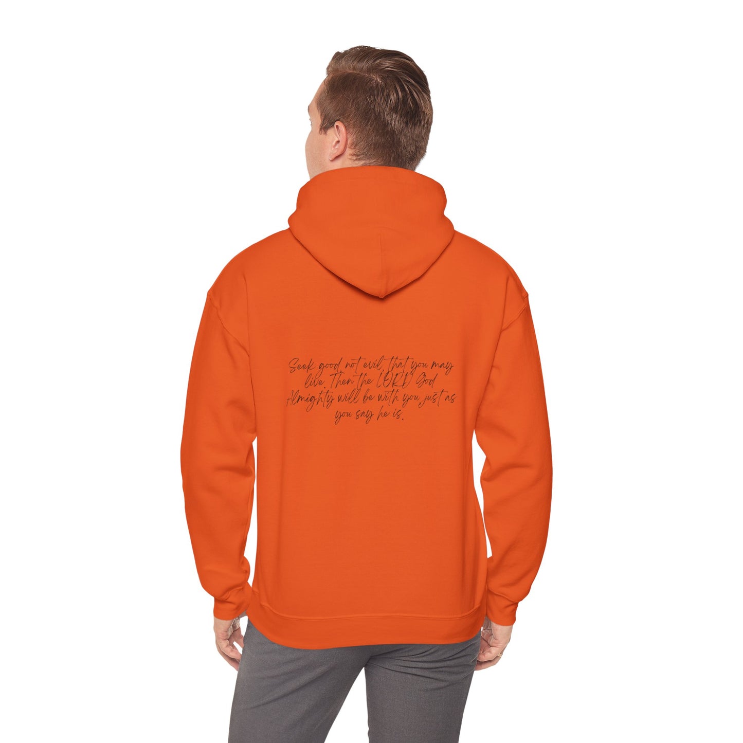 Amos 5:14 w/ Full Scripture on Back Unisex Heavy Blend™ Hooded Sweatshirt