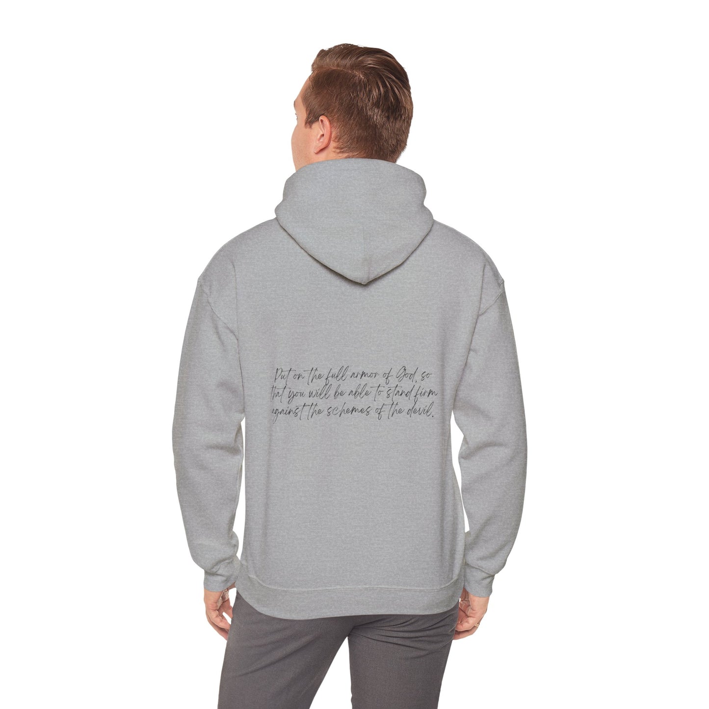 Ephesians 6:11 Armor w/ Full Scripture on Back Unisex Heavy Blend™ Hooded Sweatshirt