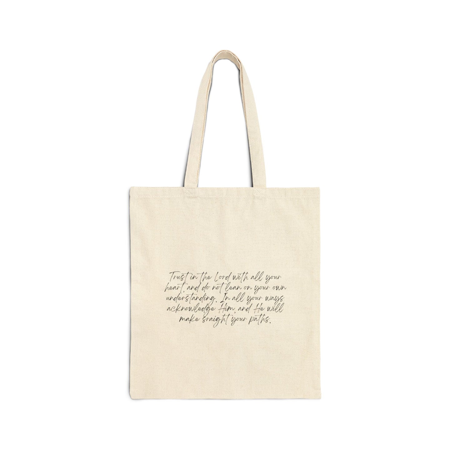 Proverbs 3:5 w/ Full Scripture Cotton Canvas Tote Bag