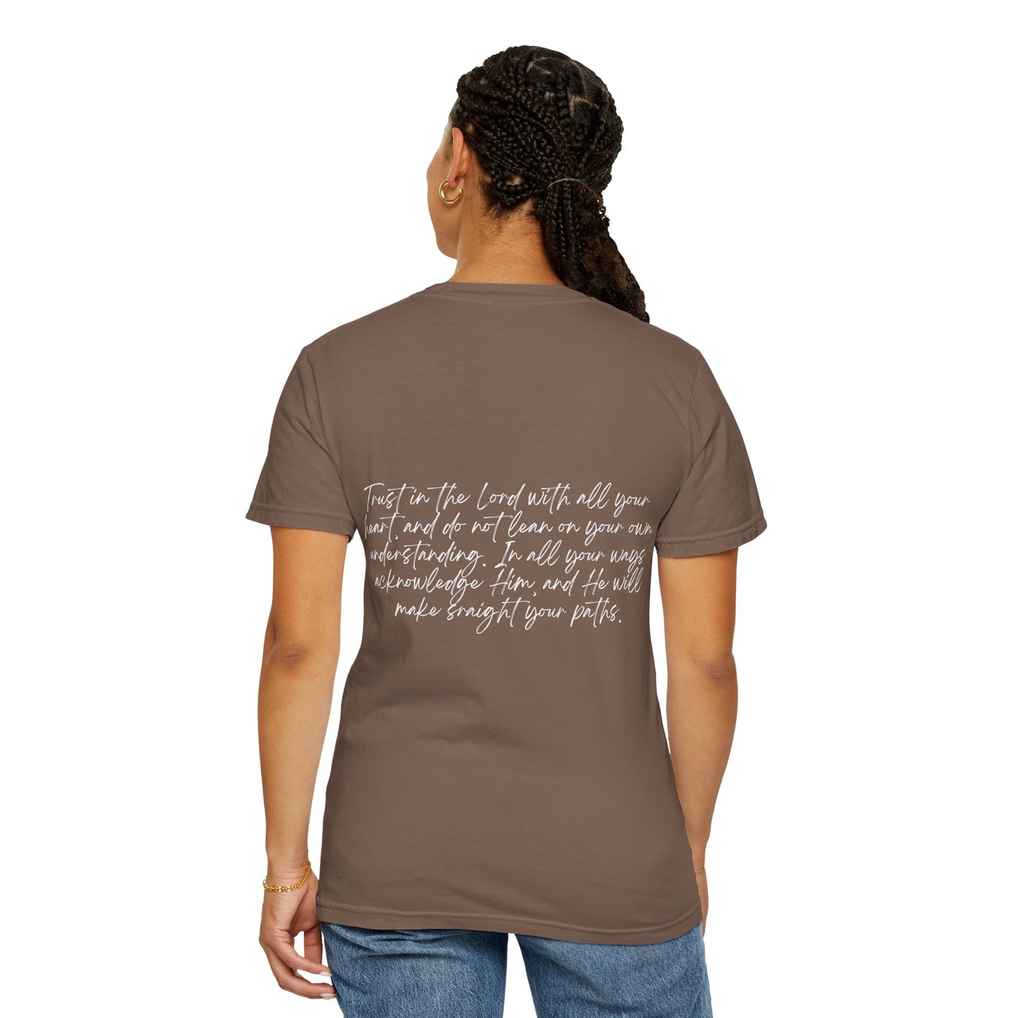 Proverbs 3:5 w/ Full Scripture on Back Unisex Garment-Dyed T-shirt