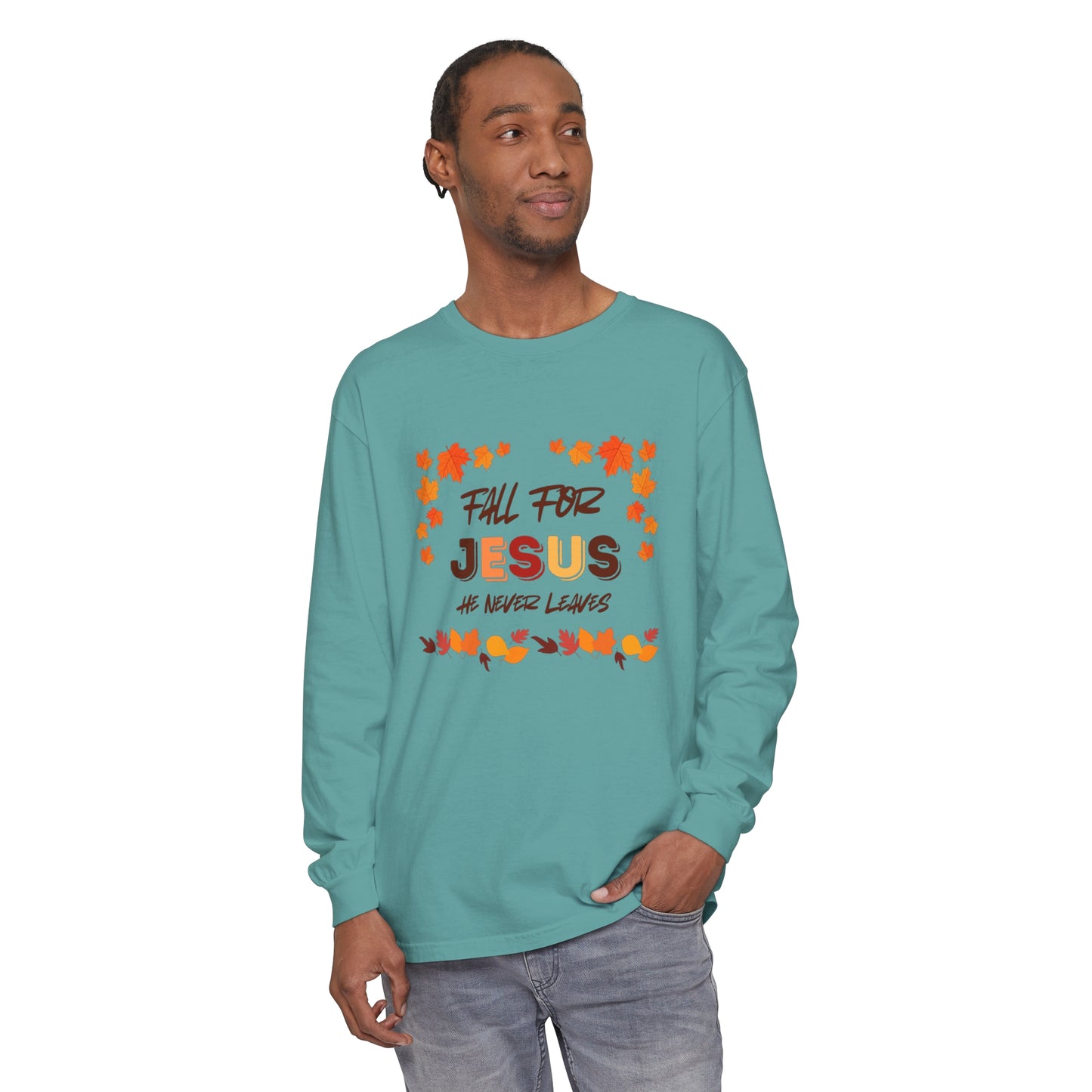 Fall For Jesus Harvest Long Sleeve T Unisex Garment-dyed Long Sleeve T-Shirt