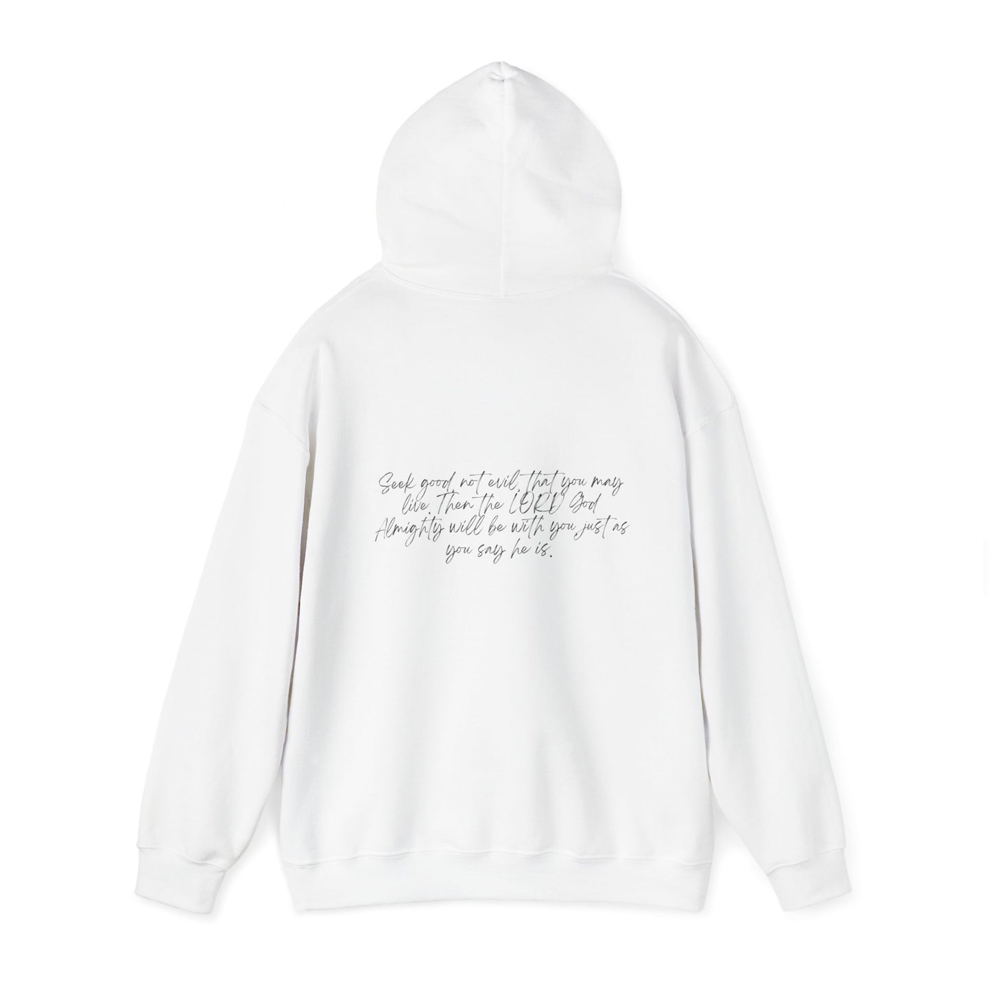 Amos 5:14 w/ Full Scripture on Back Unisex Heavy Blend™ Hooded Sweatshirt