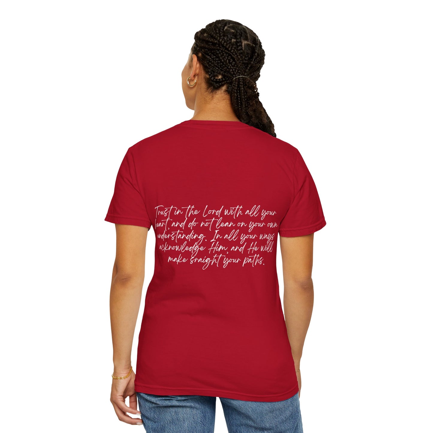 Proverbs 3:5 w/ Full Scripture on Back Unisex Garment-Dyed T-shirt