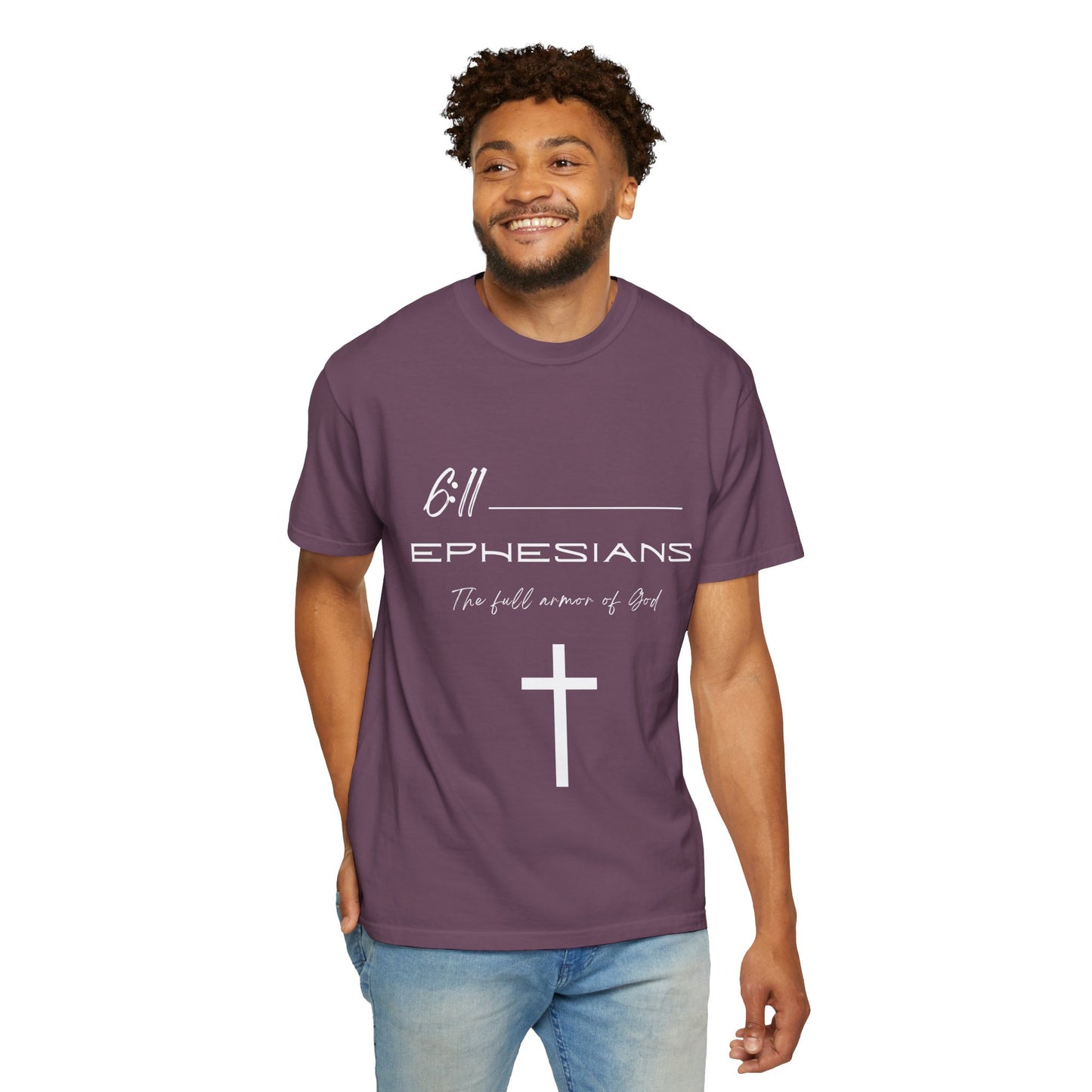 Ephesians 6:11 w/ Full Scripture on Back Unisex Garment-Dyed T-shirt