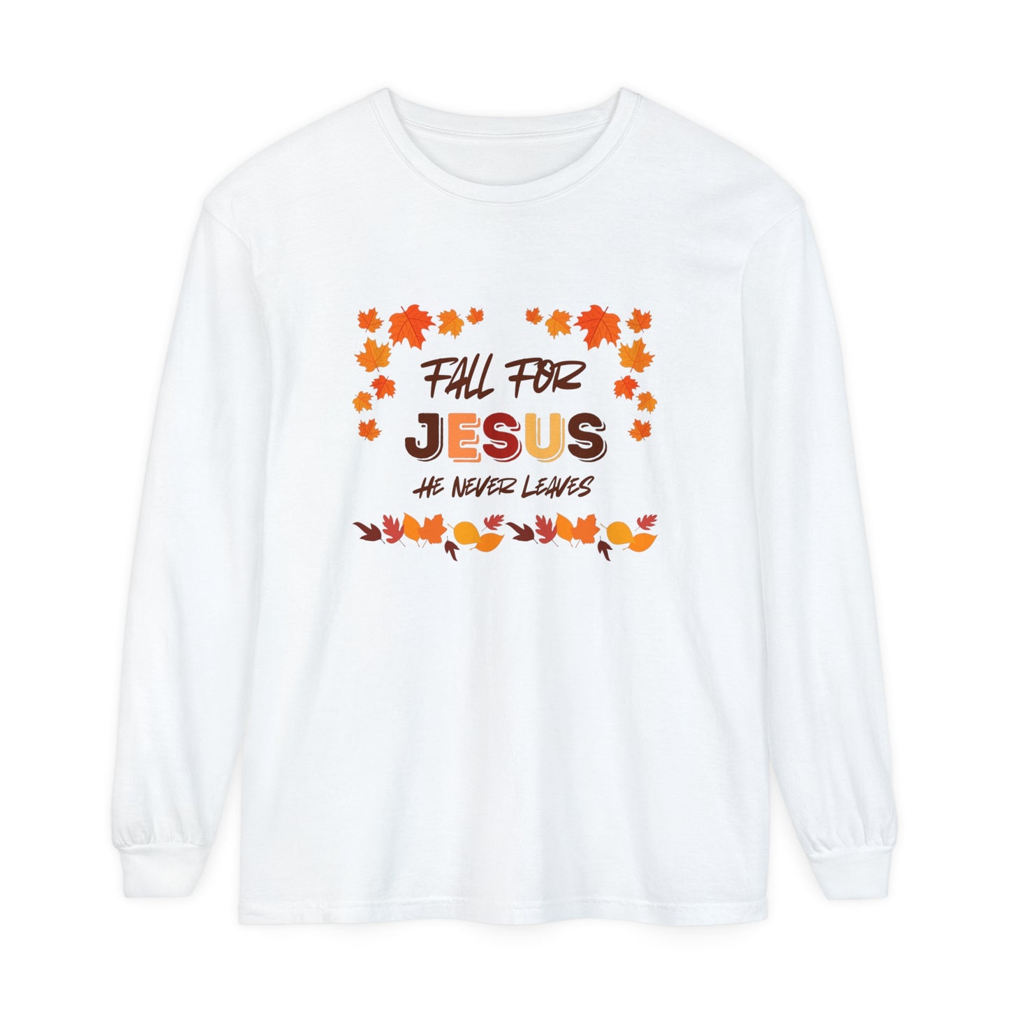 Fall For Jesus Harvest Long Sleeve T Unisex Garment-dyed Long Sleeve T-Shirt