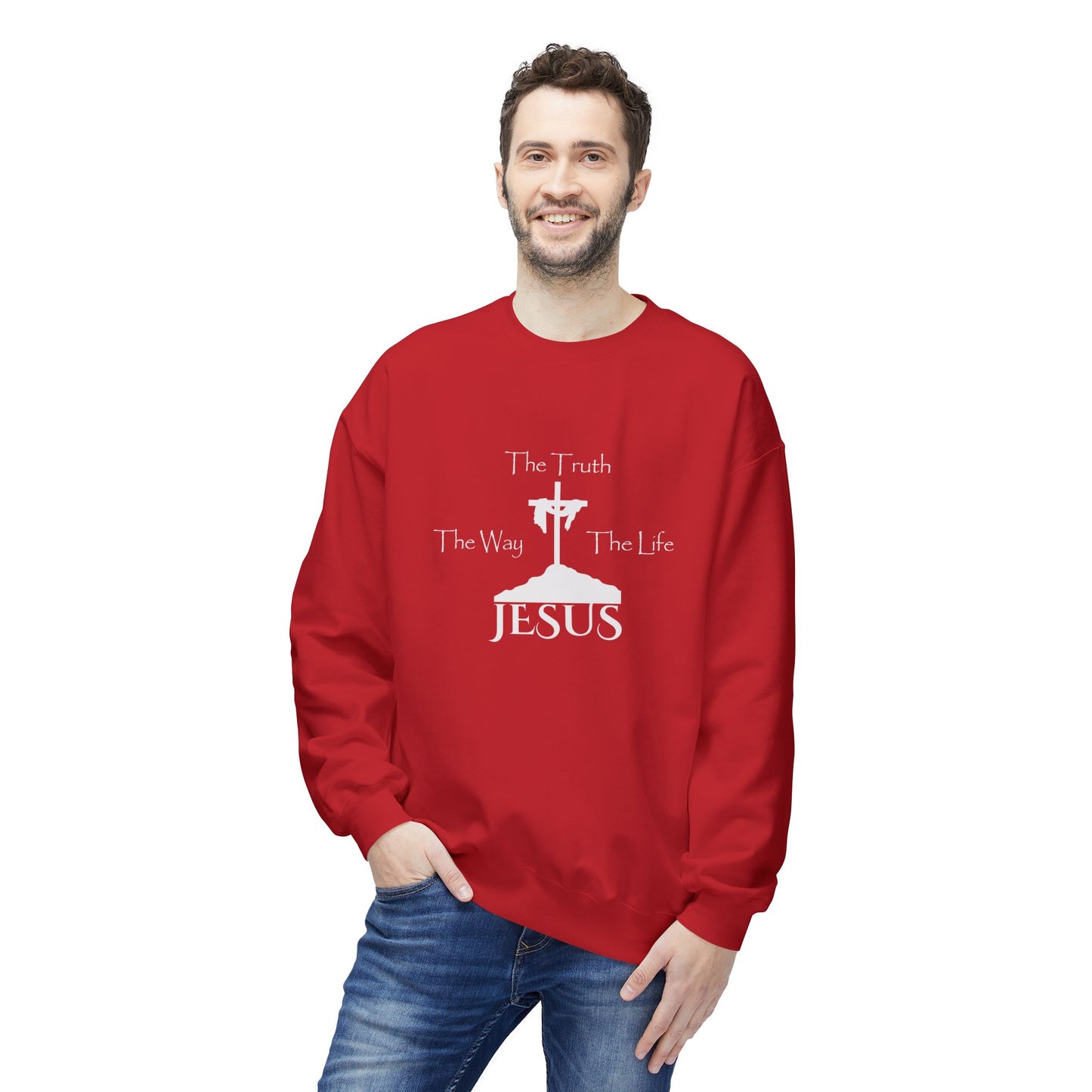 Jesus The Way The Truth The Life Unisex Midweight Softstyle Fleece Crewneck Sweatshirt