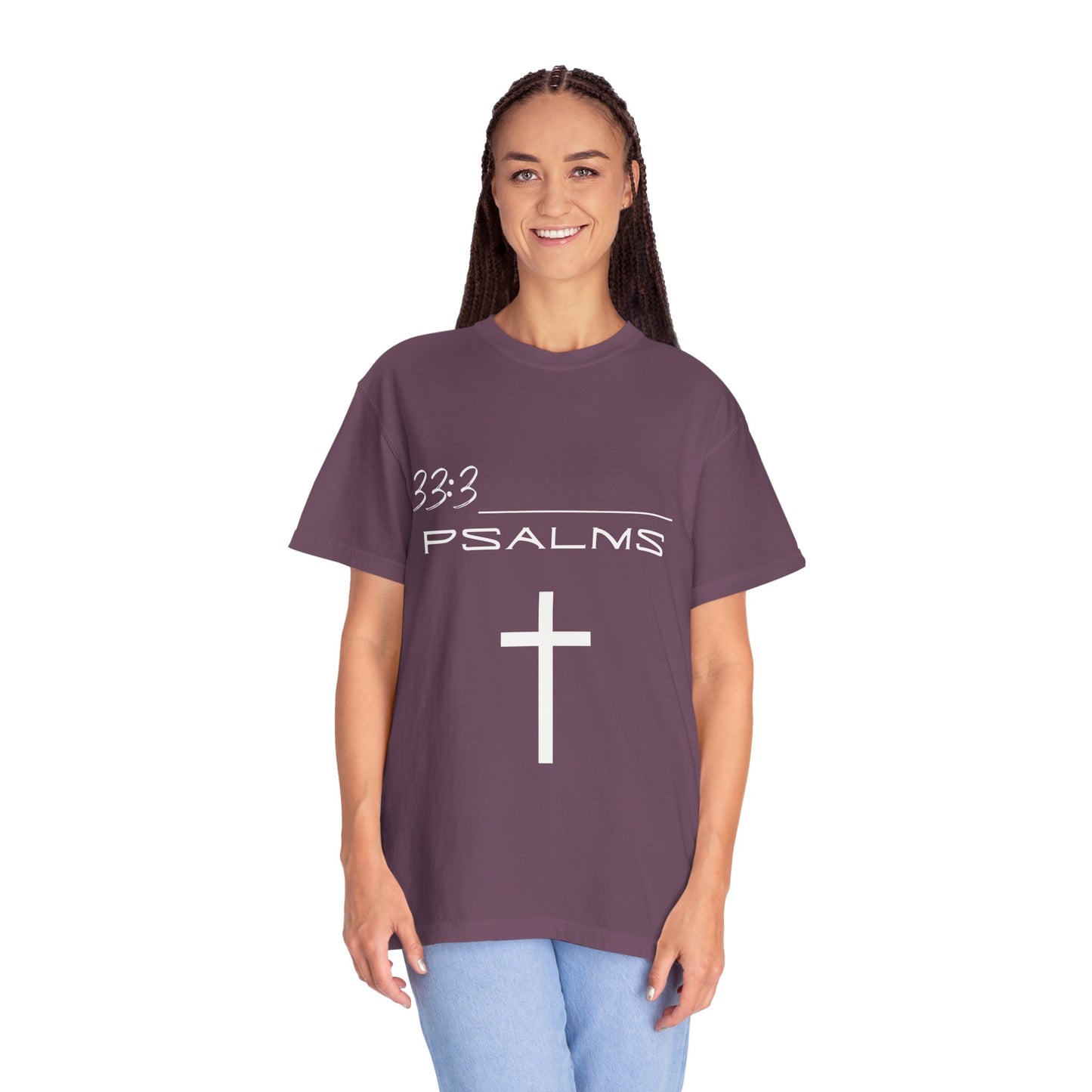 Psalms 33:3 w/ Full Scripture on Back Unisex Garment-Dyed T-shirt