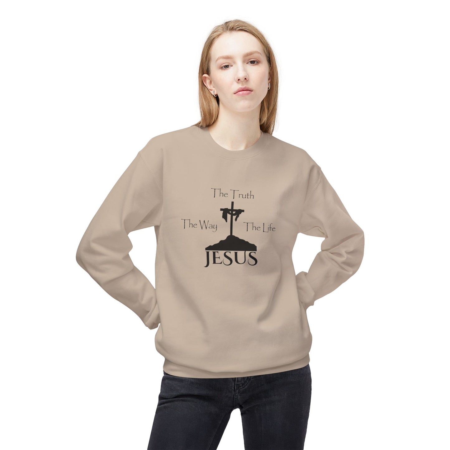 Jesus The Way The Truth The Life Unisex Midweight Softstyle Fleece Crewneck Sweatshirt