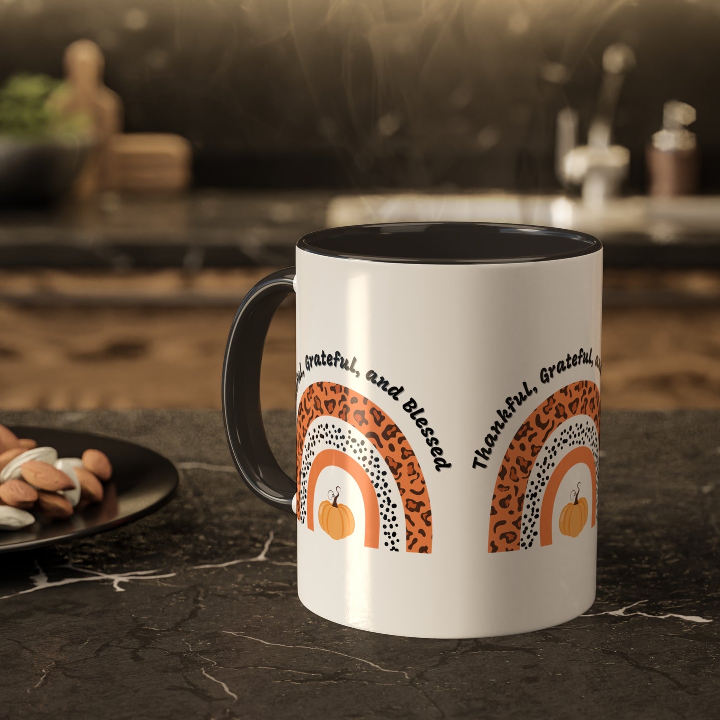 Thankful Grateful Blessed Colorful Mugs, 11oz