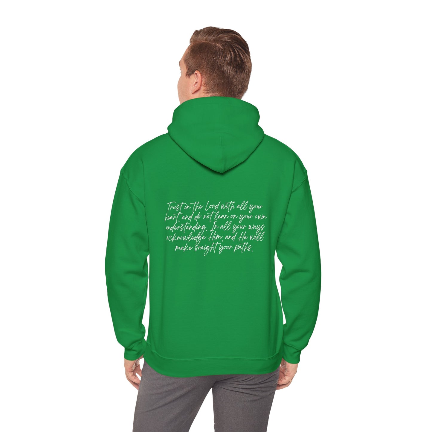 Proverbs 3:5 w/ Full Scripture On Back Unisex Heavy Blend™ Hooded Sweatshirt