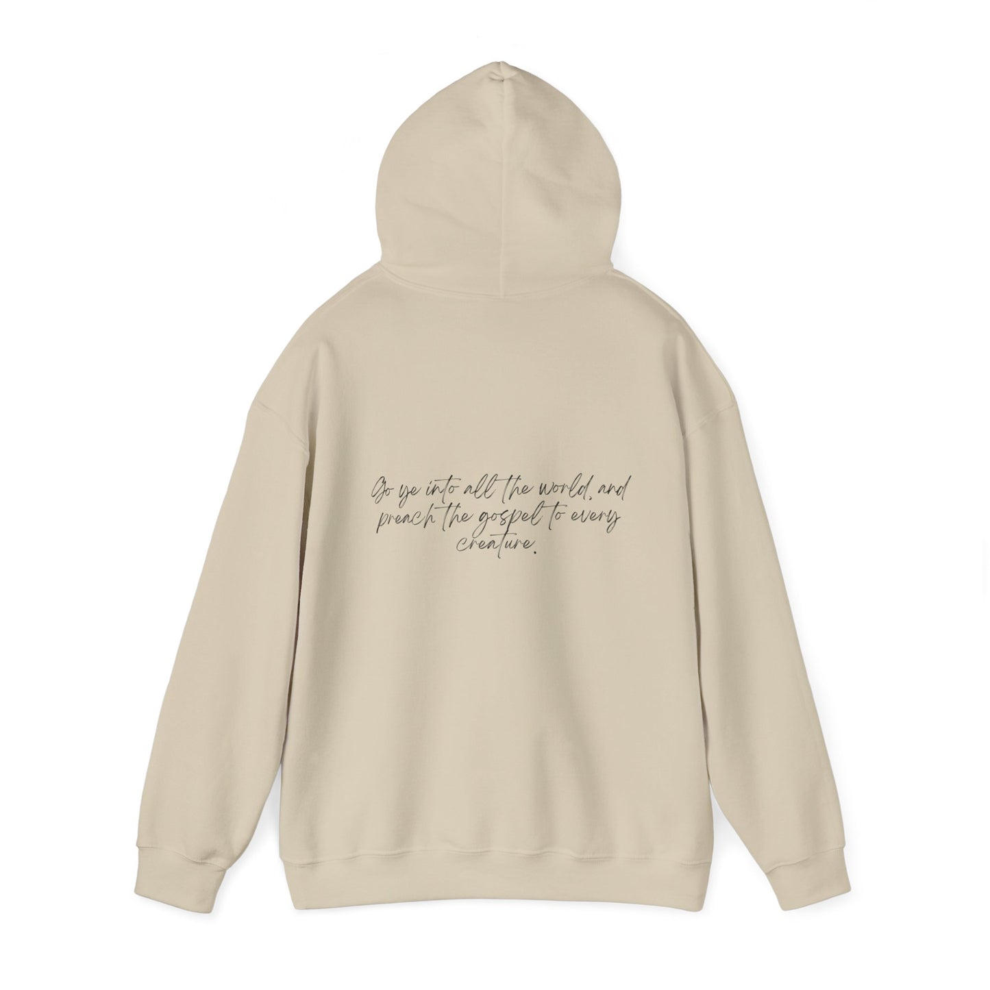 Mark 16:15 w/ Full Scripture On Back Unisex Heavy Blend™ Hooded Sweatshirt