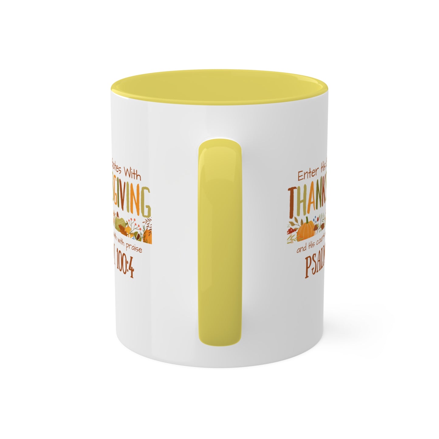 Thanksgiving Psalm 100:4 Colorful Mugs, 11oz