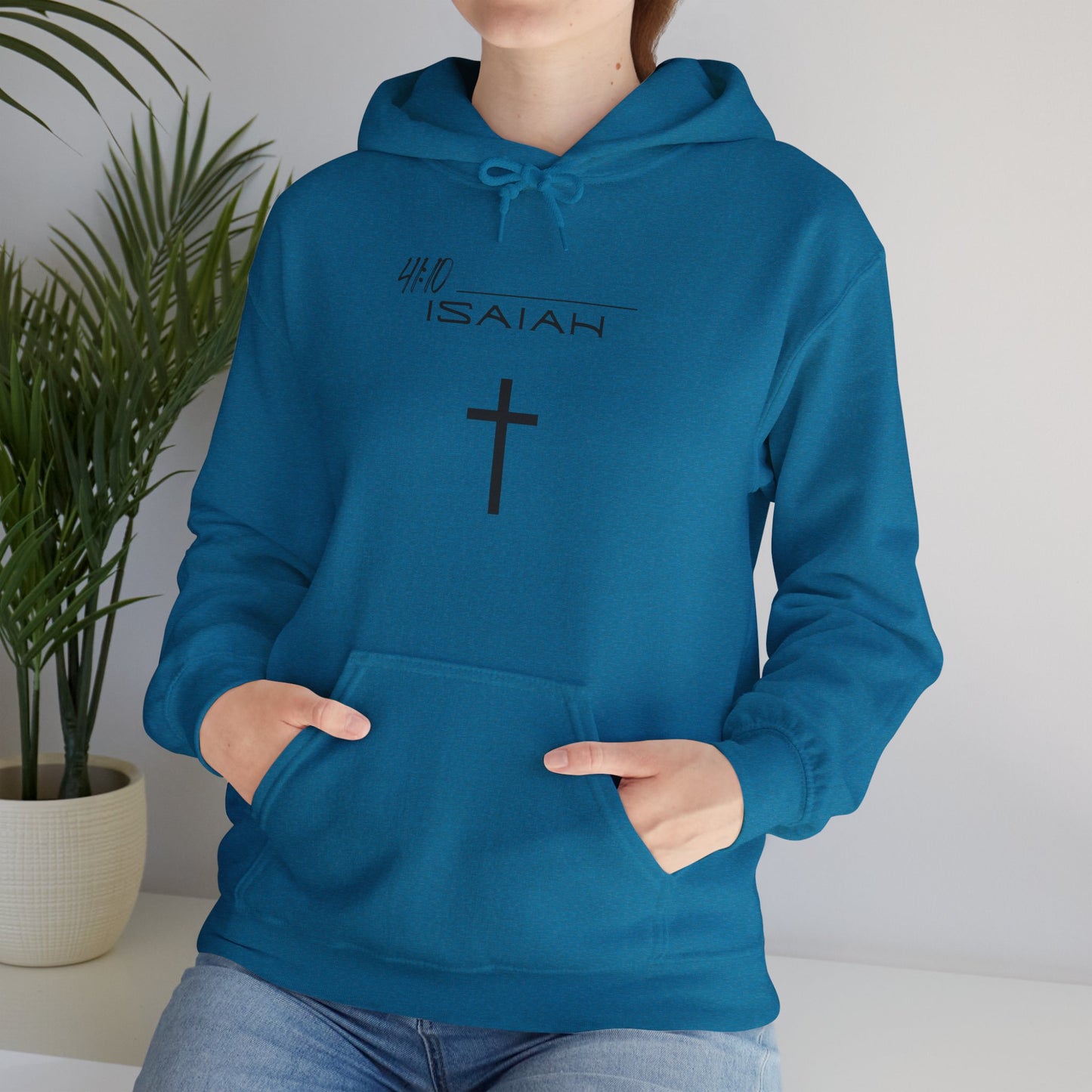 Isaiah 41:10 w/ Full Scripture On Back Unisex Heavy Blend™ Hooded Sweatshirt