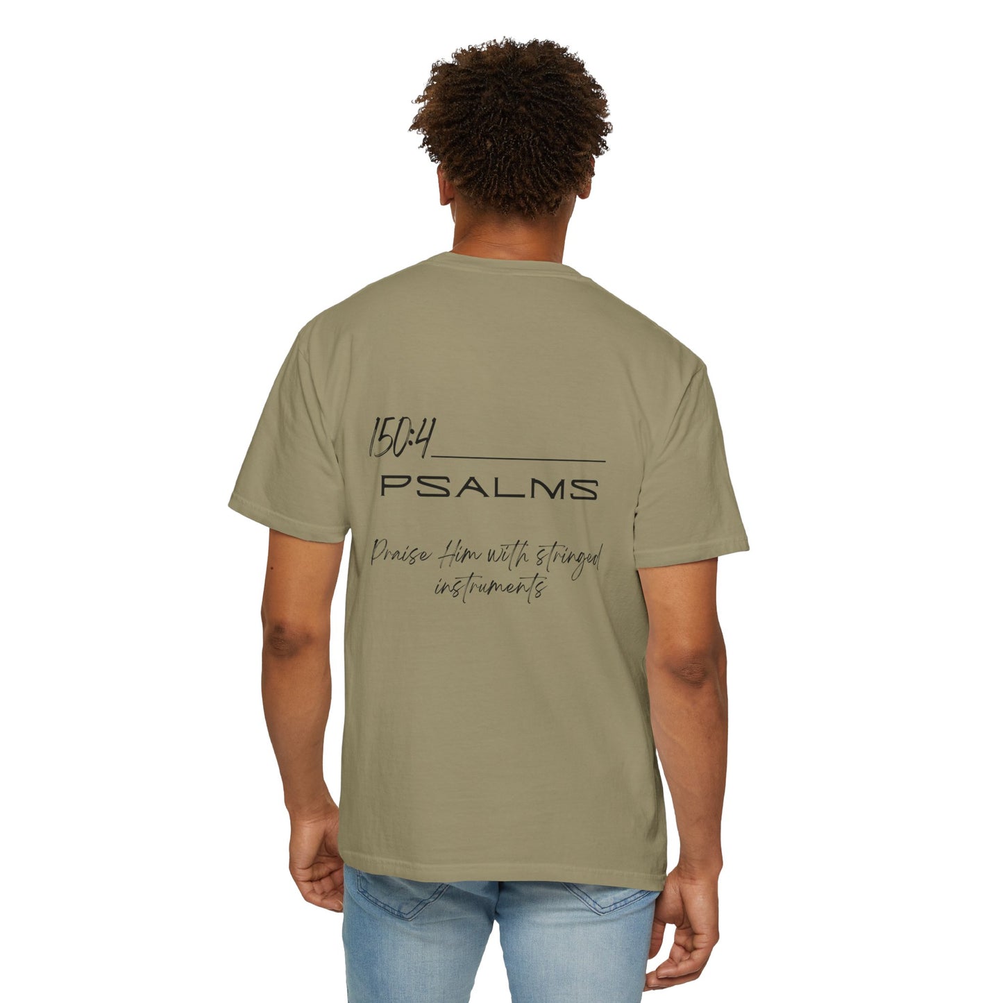 In Jesus Name I Play w/ Psalm 150:4 on Back Unisex Garment-Dyed T-shirt