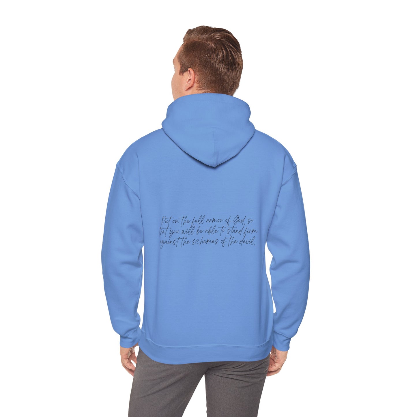 Ephesians 6:11 Armor w/ Full Scripture on Back Unisex Heavy Blend™ Hooded Sweatshirt