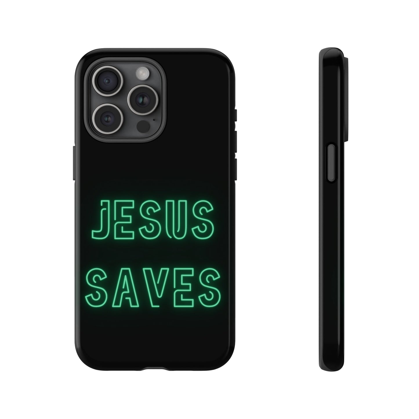 Jesus Saves Neon Signage Green Tough Cases