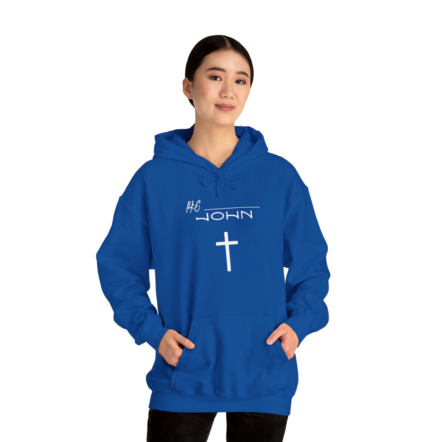 John 14:6 w/ Full Scripture On Back Unisex Heavy Blend™ Hooded Sweatshirt