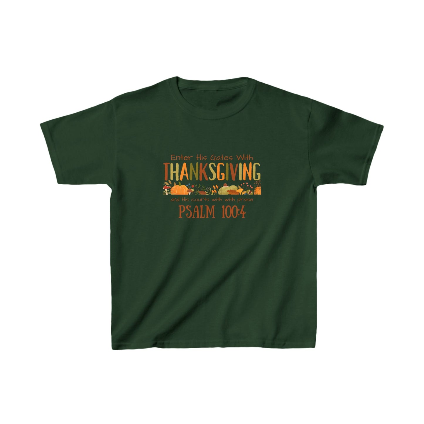 Thanksgiving Psalm 100:4 Kids Heavy Cotton™ Tee