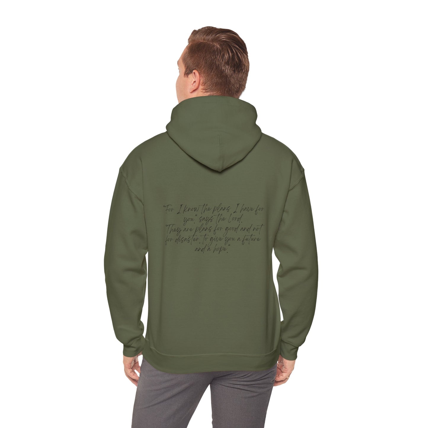 Jeremiah 29:11 w/ Full Scripture On Back Unisex Heavy Blend™ Hooded Sweatshirt