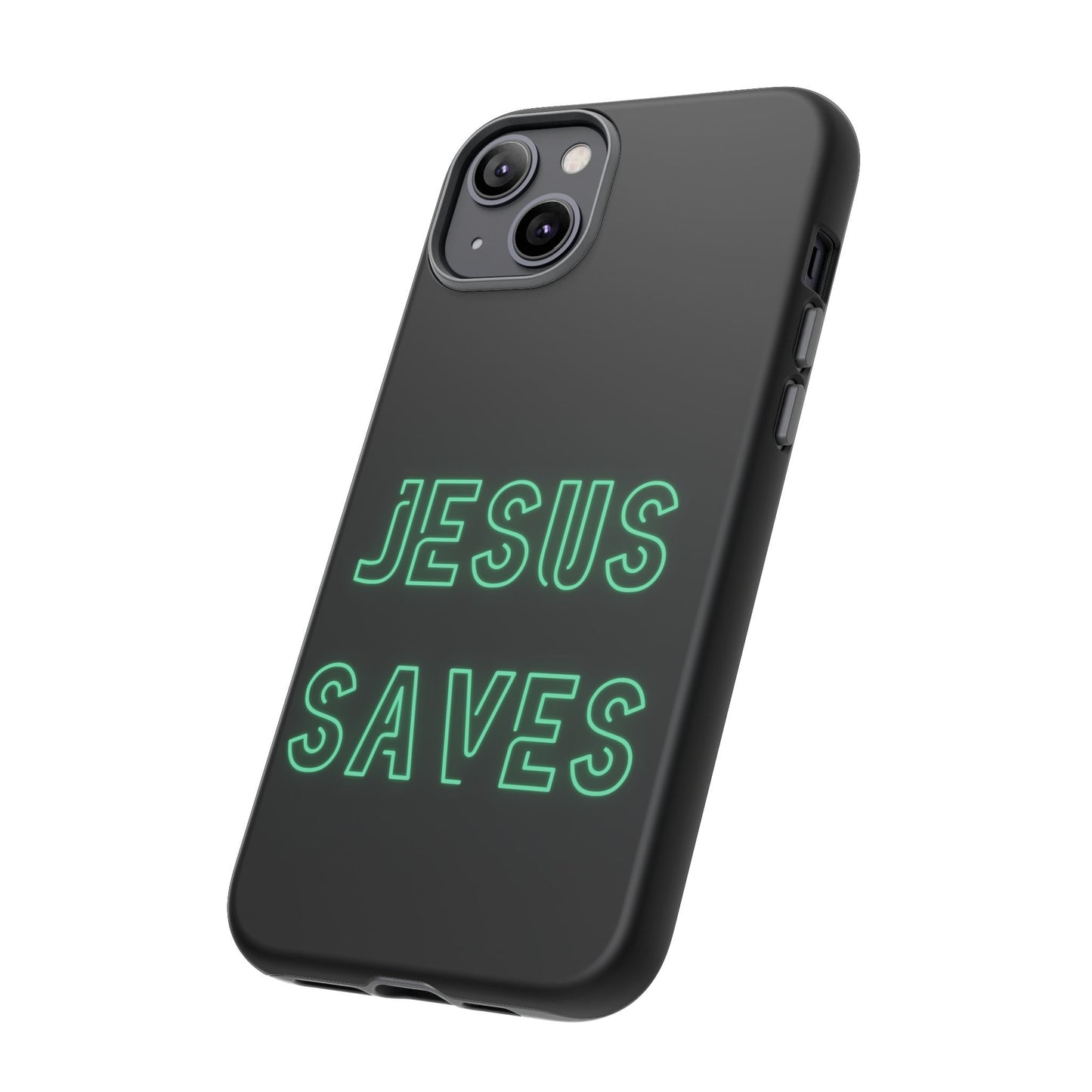 Jesus Saves Neon Signage Green Tough Cases