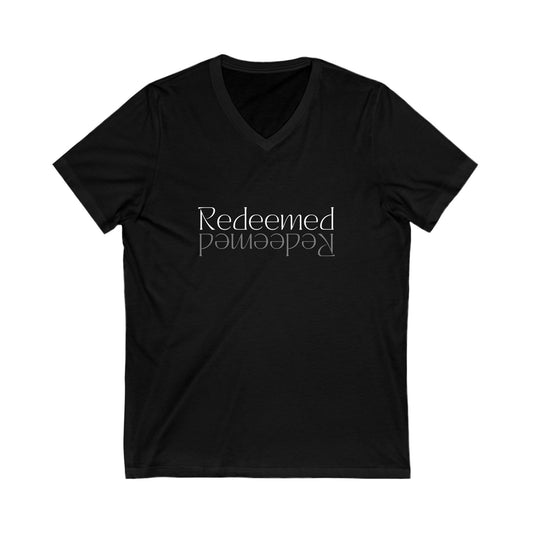 Redeemed V Neck Unisex Jersey Short Sleeve V-Neck Tee