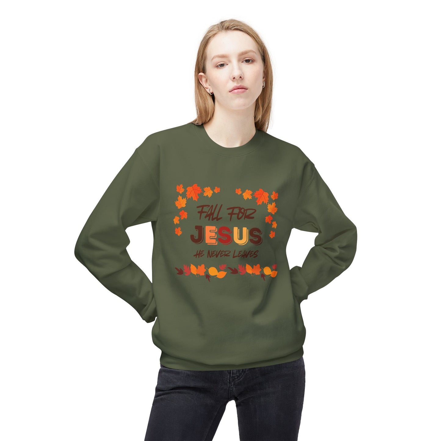 Fall For Jesus Harvest Unisex Midweight Softstyle Fleece Crewneck Sweatshirt