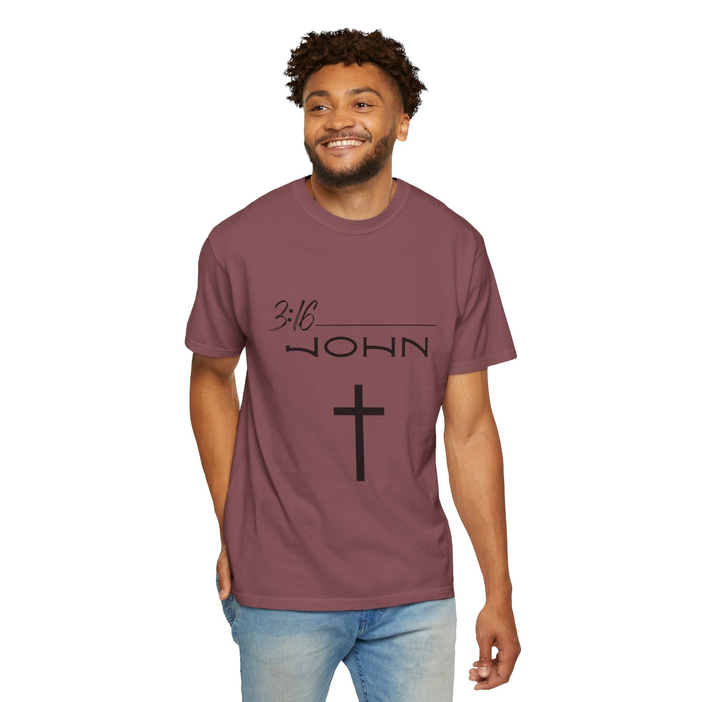 John 3:16 w/ Full Scripture on Back Unisex Garment-Dyed T-shirt