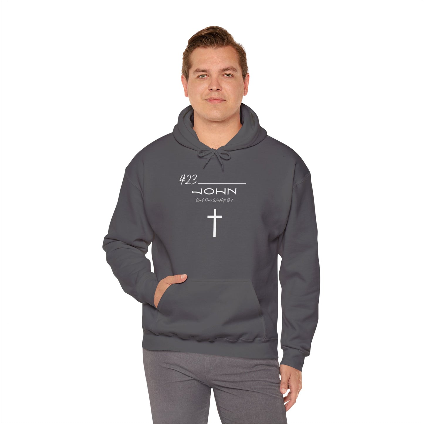 John 4:23 Real Men Worship God Front and Back Unisex Heavy Blend™ Hooded Sweatshirt