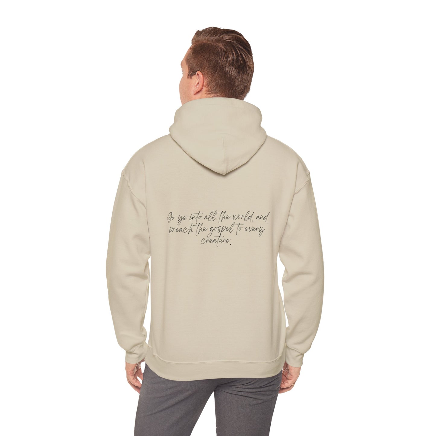 Mark 16:15 w/ Full Scripture On Back Unisex Heavy Blend™ Hooded Sweatshirt