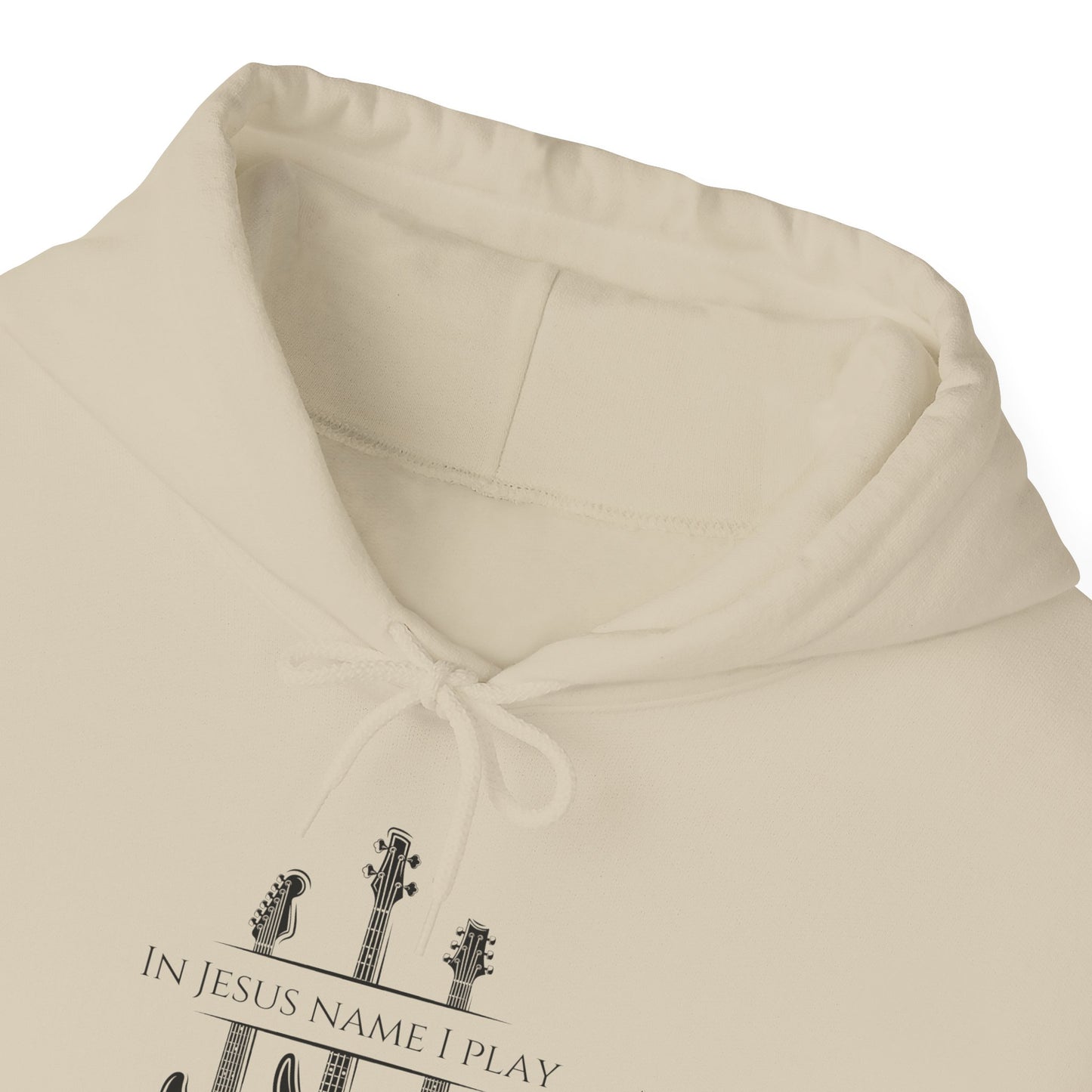 In Jesus Name I Play w/ Psalm 150:4 On Back Unisex Heavy Blend™ Hooded Sweatshirt