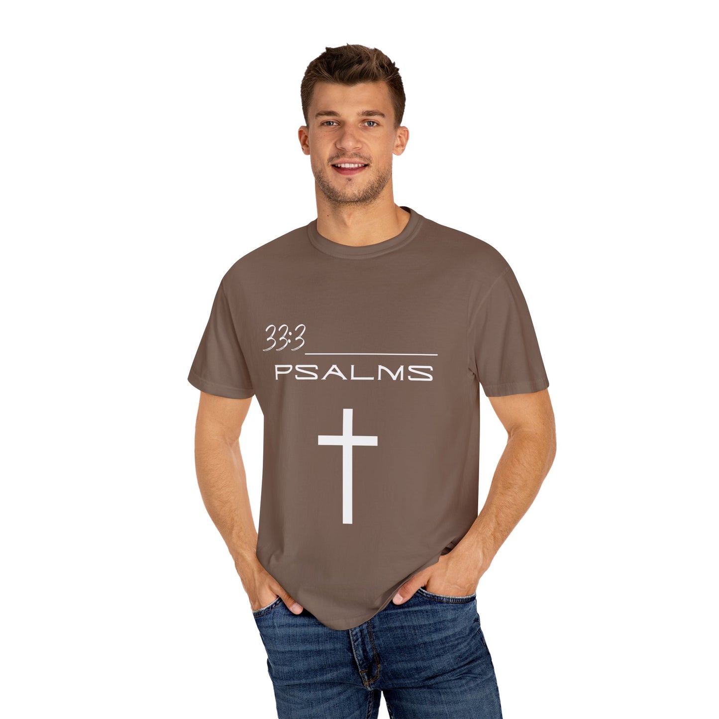 Psalms 33:3 w/ Full Scripture on Back Unisex Garment-Dyed T-shirt