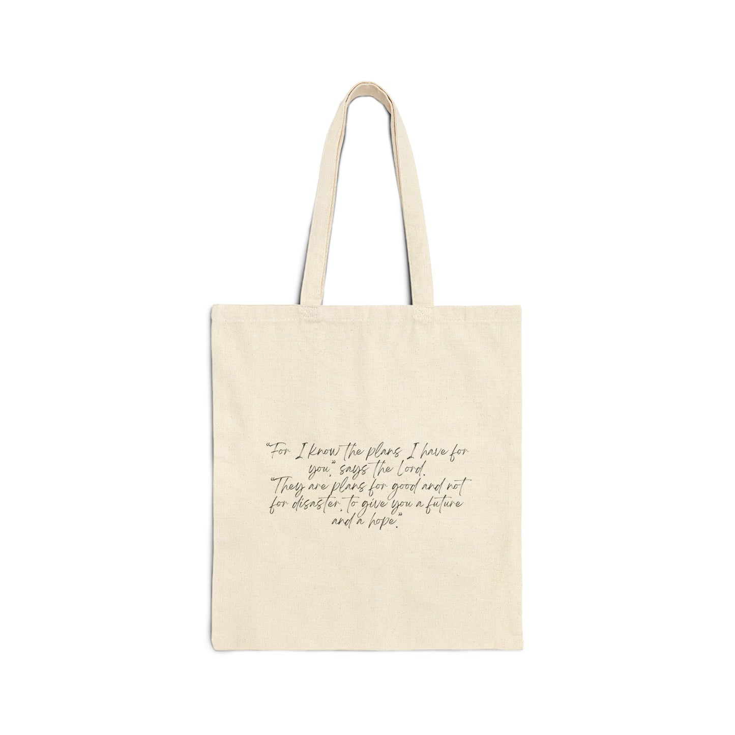 Jeremiah 29:11 w/ Full Scripture Cotton Canvas Tote Bag