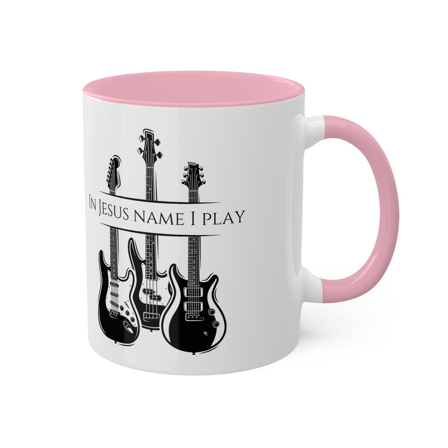 In Jesus Name I Play Colorful Mugs, 11oz