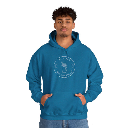 Isaiah 64:8 w/ Full Scripture On Back Unisex Heavy Blend™ Hooded Sweatshirt