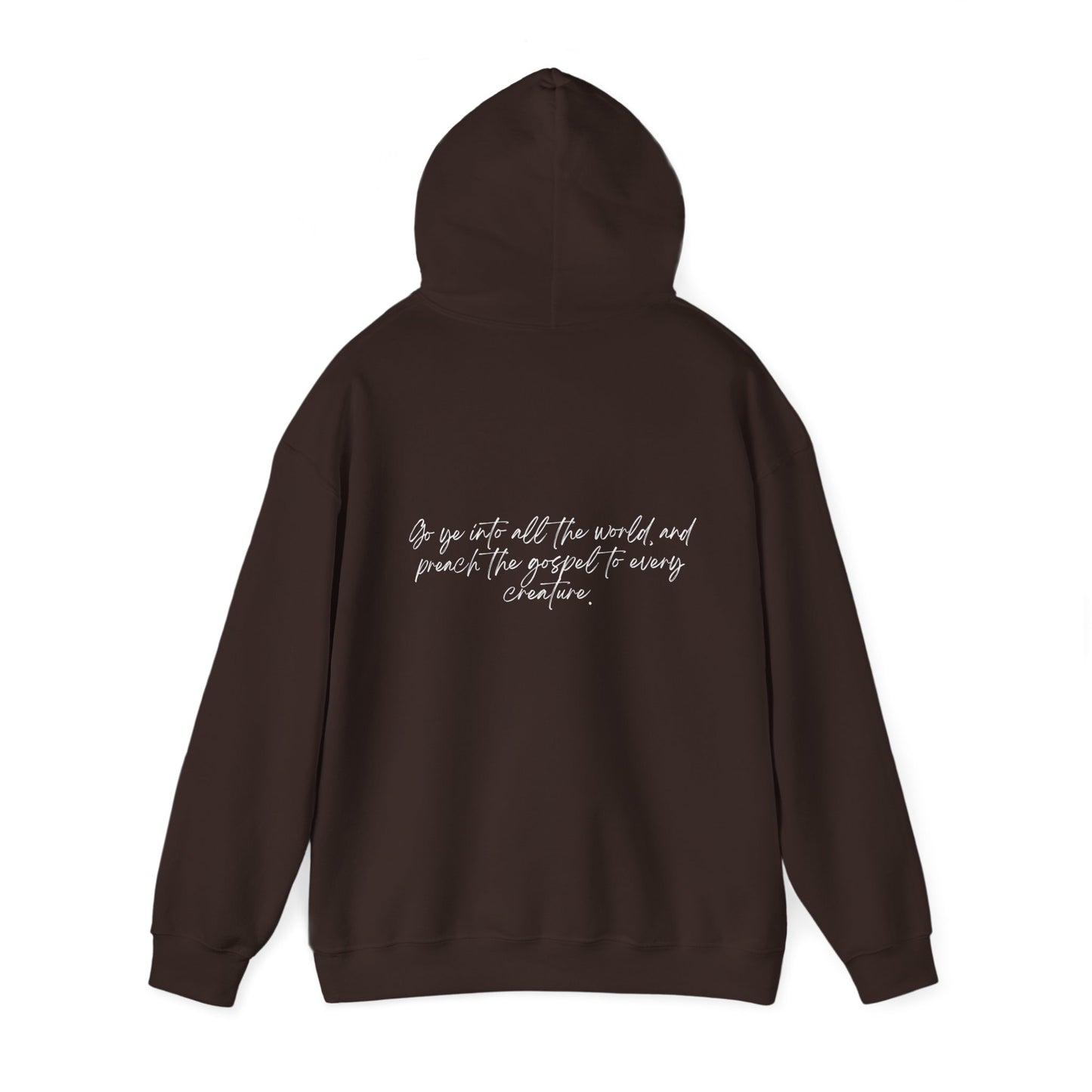 Mark 16:15 w/ Full Scripture On Back Unisex Heavy Blend™ Hooded Sweatshirt