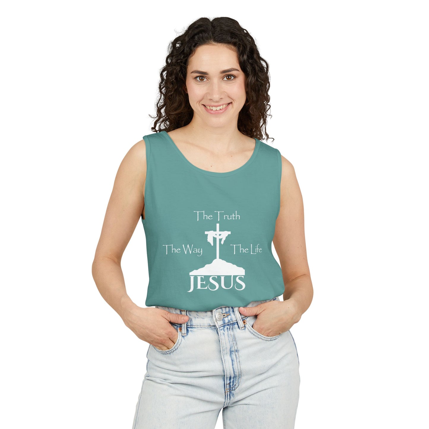 Jesus The Way The Truth The Life Unisex Garment-Dyed Tank Top