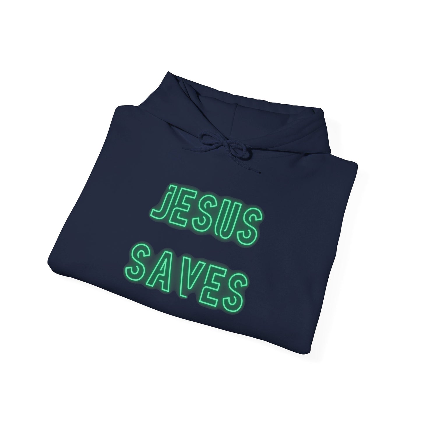 Jesus Saves Neon Signage Green Unisex Heavy Blend™ Hooded Sweatshirt