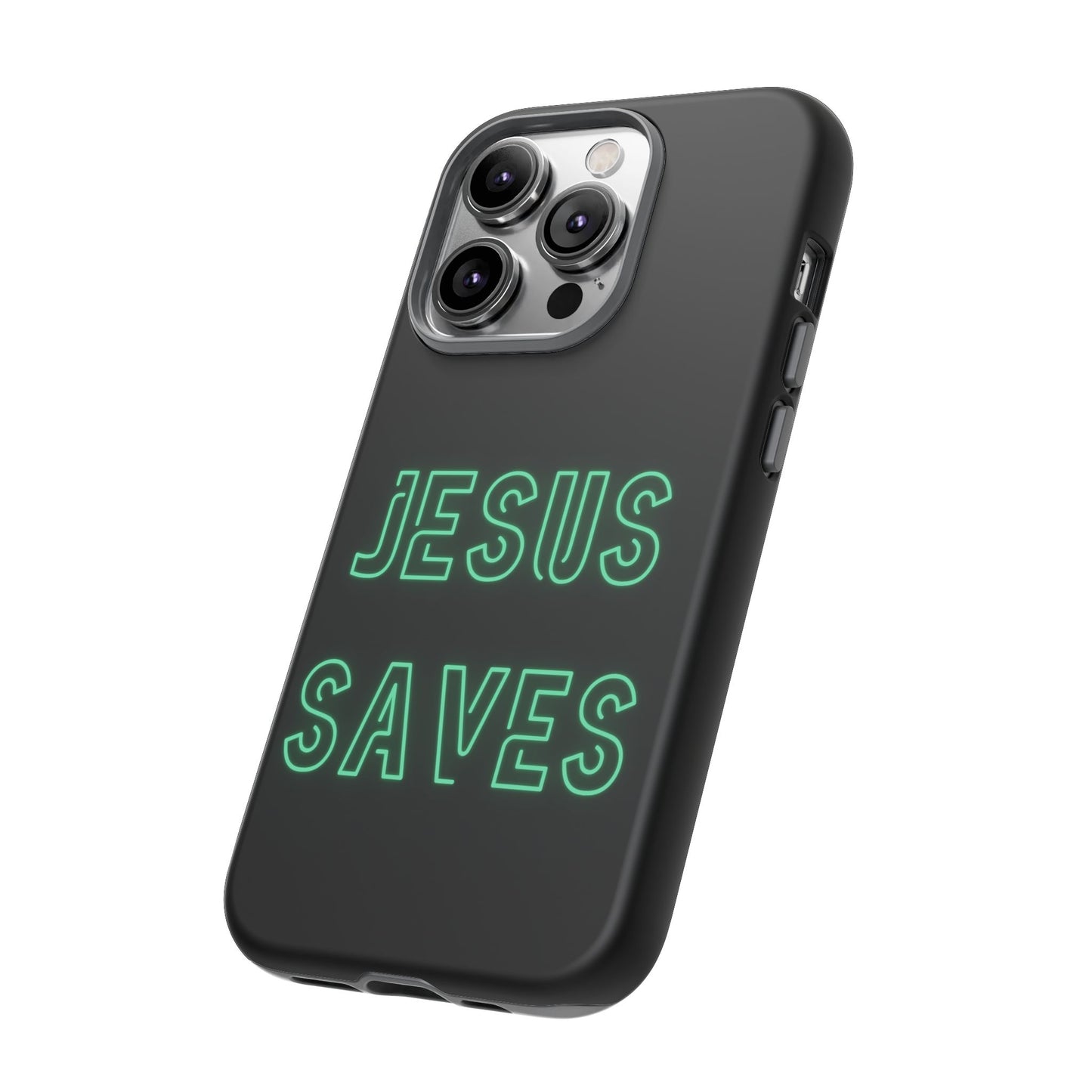 Jesus Saves Neon Signage Green Tough Cases