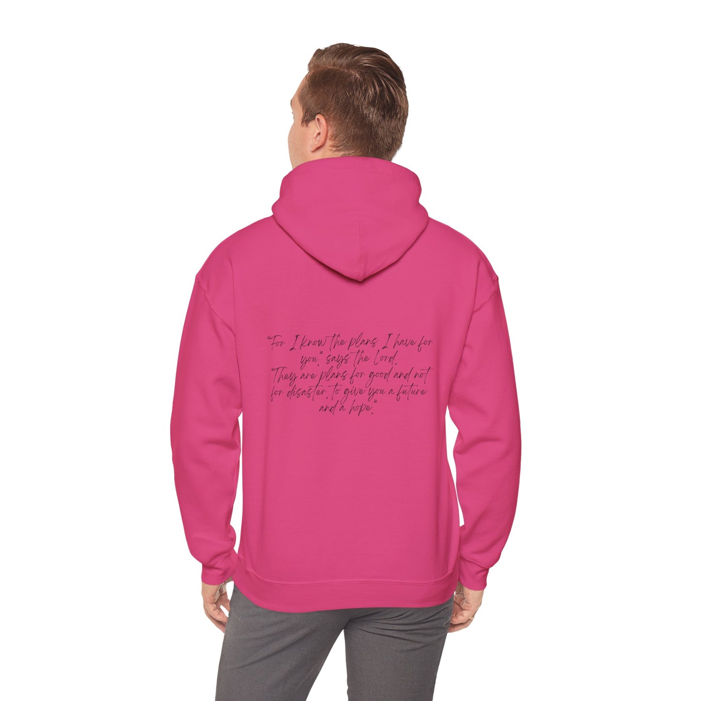 Jeremiah 29:11 w/ Full Scripture On Back Unisex Heavy Blend™ Hooded Sweatshirt