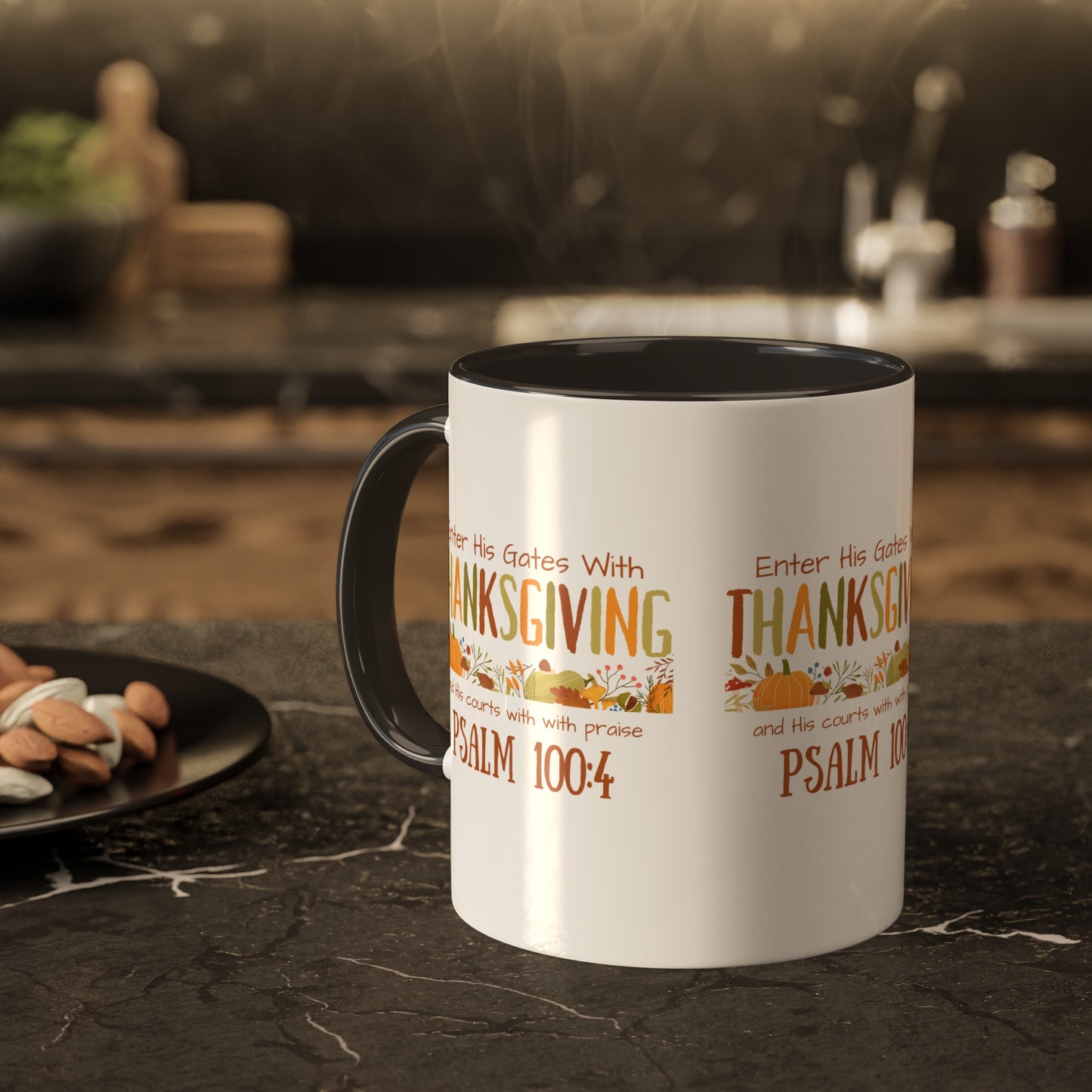 Thanksgiving Psalm 100:4 Colorful Mugs, 11oz